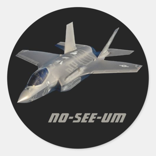 F-35 No-See-Um Jet Fighter Ronde Sticker (Voorkant)