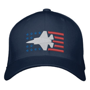 F-35 straaljager sterren en strepen in rood wit geborduurde pet