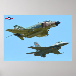 F-4 FANTOM en F-16 FIGHTING FALCON Poster