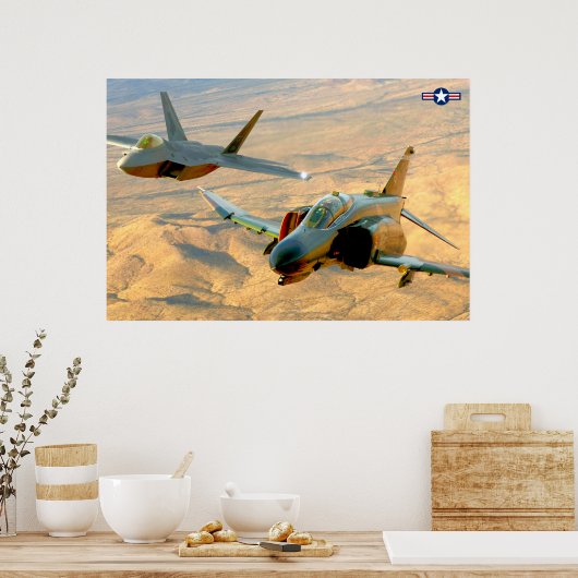 F-4 FANTOM- en F-22-RAPTOR-FORMATIEVLICHT Poster (Keuken)