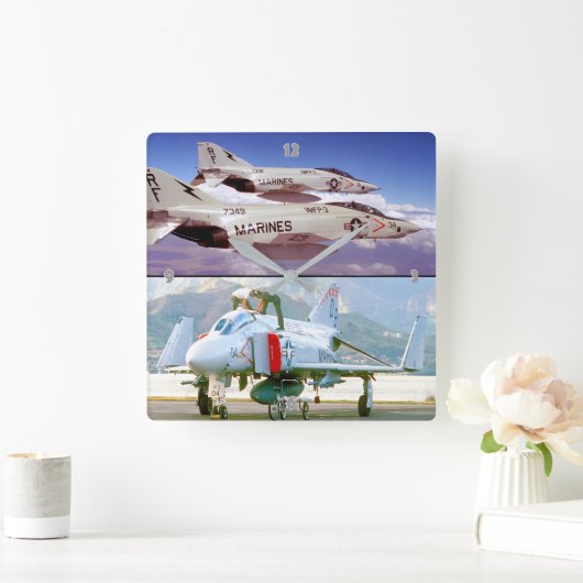 F-4 FANTOM VIERKANTE KLOK (Huis)