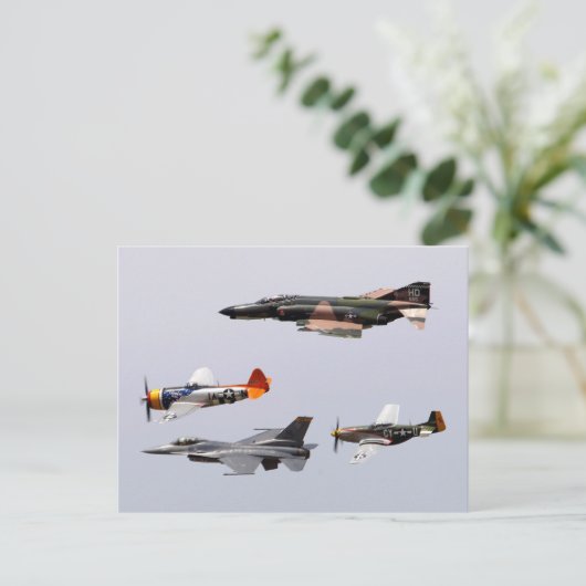 F-4 Phantom, P-47 Thunderbolt, F-16 Fighting Falco Briefkaart (Staand voorkant)