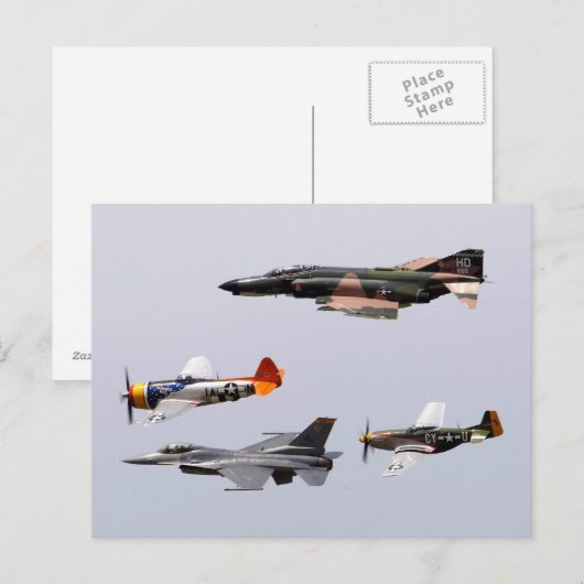 F-4 Phantom, P-47 Thunderbolt, F-16 Fighting Falco Briefkaart (Voorkant / Achterkant)