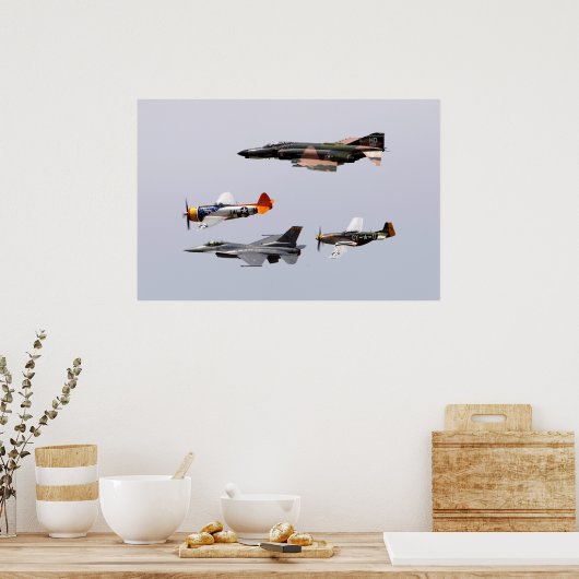 F-4 Phantom, P-47 Thunderbolt, F-16 Fighting Falco Poster (Keuken)