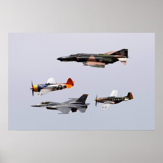 F-4 Phantom, P-47 Thunderbolt, F-16 Fighting Falco Poster (Voorkant)