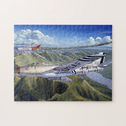 F-86 Saber in vlucht Legpuzzel (Horizontaal)