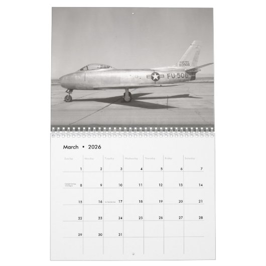 F-86 Sabre kalender (Mar 2026)