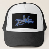 F/A-18 Hornet Blue Fighter Jet Trucker Pet (Voorkant)