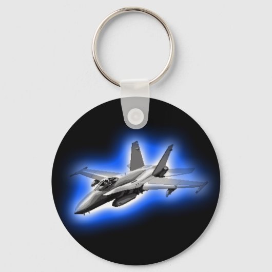 F/A-18 Hornet Fighter Jet Light Blue Sleutelhanger (Voorkant)