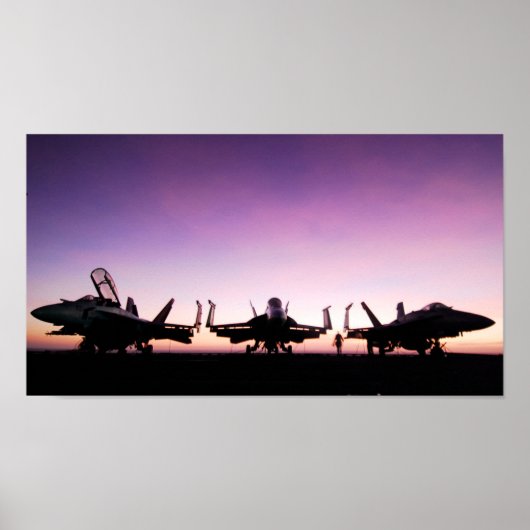 F/A 18 Hornet-Vliegtuig op zonsondergang Poster (Voorkant)