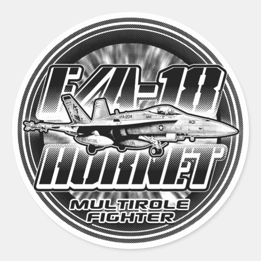 F/A-18 Klassieke Ronde sticker van Hornet (Voorkant)