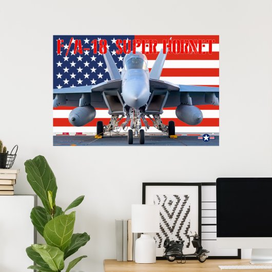 F/A-18 SUPER HORNET US FLAG POSTER (Thuiskantoor)