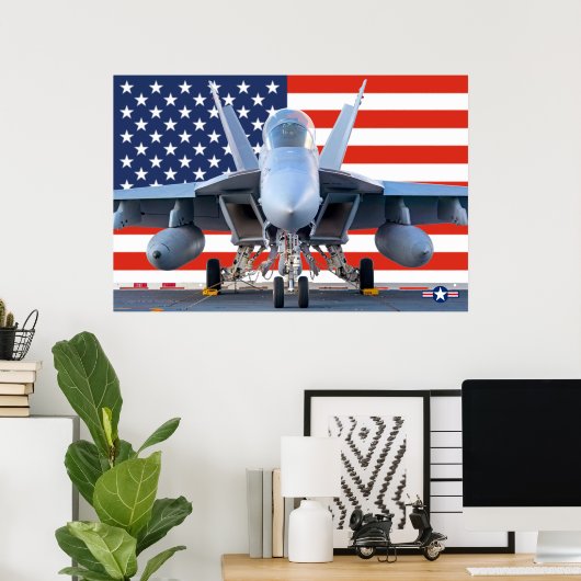 F/A-18 SUPER HORNET US FLAG POSTER (Thuiskantoor)