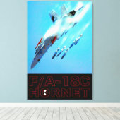 F/A-18C HORNET 32x48 Canvas Afdruk (Insitu (Houten vloer))