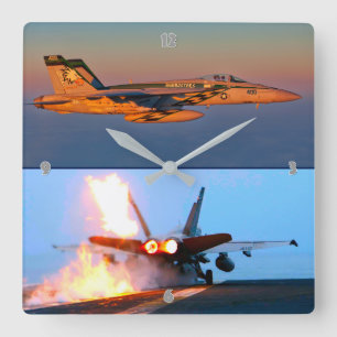 F/A-18C HORNET AFTERBURNER VIERKANTE KLOK
