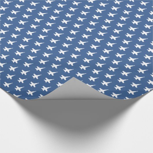 F/A-18C Hornet Fighter Jet Pattern on Blue Cadeaupapier (Hoek)