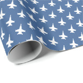 F/A-18C Hornet Fighter Jet Pattern on Blue Cadeaupapier (Rol Hoek)