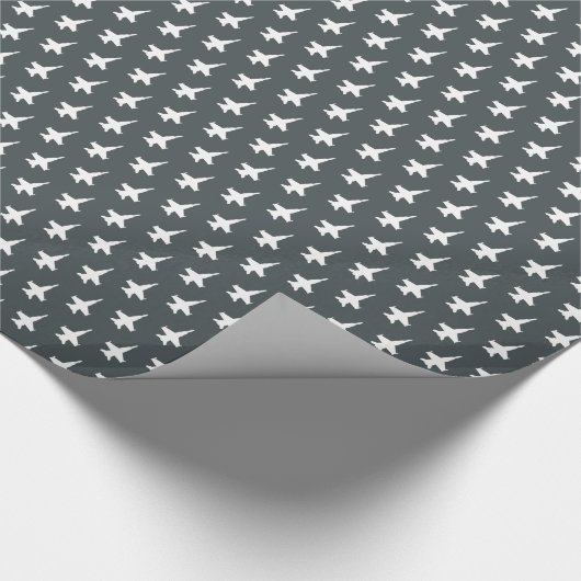 F/A-18C Hornet Fighter Jet Pattern on Grey Cadeaupapier (Hoek)
