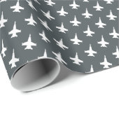 F/A-18C Hornet Fighter Jet Pattern on Grey Cadeaupapier (Rol Hoek)