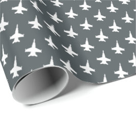 F/A-18C Hornet Fighter Jet Pattern on Grey Cadeaupapier