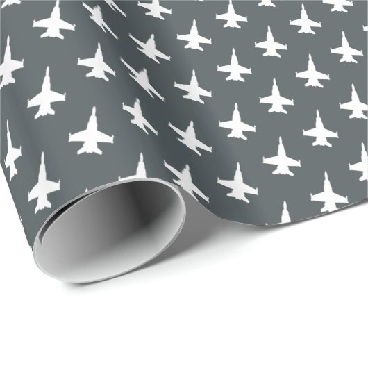 F/A-18C Hornet Fighter Jet Pattern on Grey Cadeaupapier (Rol Hoek)