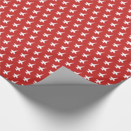 F/A-18C Hornet Fighter Jet Pattern on Red Cadeaupapier (Hoek)