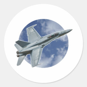 F / A-18C Hornet op een cirkelvormige wolk Ronde Sticker
