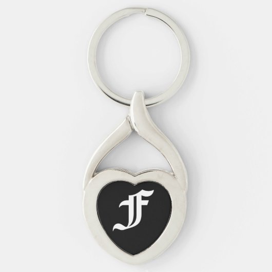 "F" Black Heart Keychain (Voorkant)