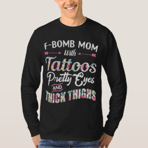 F - bom moeder met tattoos ogen en dikke th t-shirt