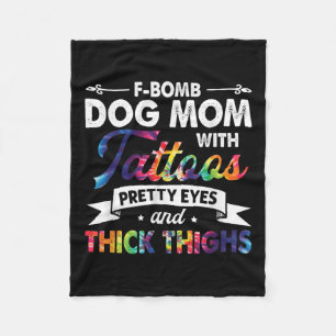 F-Bomb Hond Mama Met Tattoos Ogen En Dik Fleece Deken