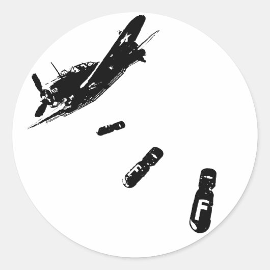 F-Bombduiker (zwart) Ronde Sticker (Voorkant)