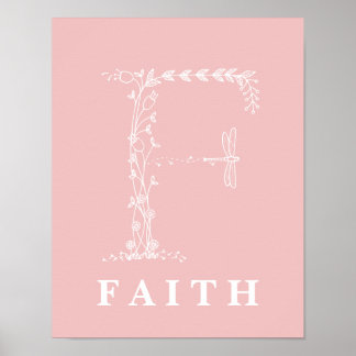 F Botanische Floral Monogram Aangepast Poster voor