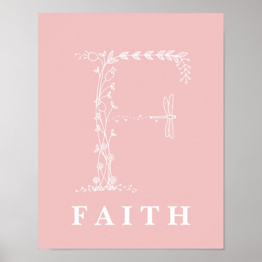 F Botanische Floral Monogram Aangepast Poster voor (Voorkant)