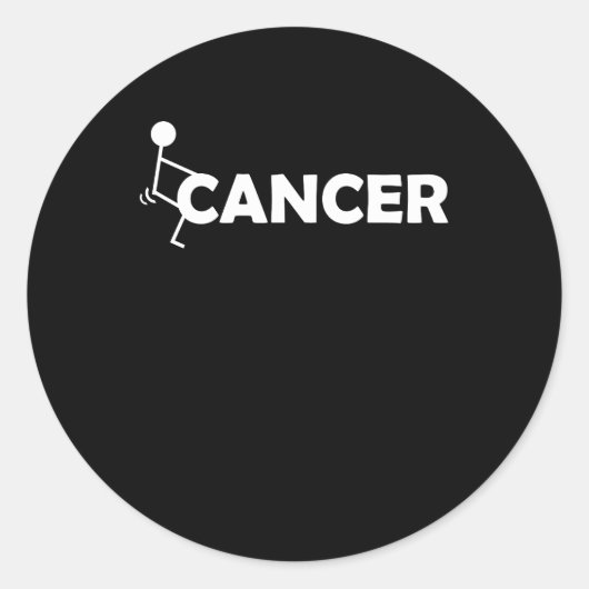 F Cancer Funny Stick-figuur Ronde Sticker (Voorkant)