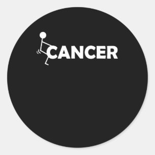 F Cancer Funny Stick Ronde Sticker