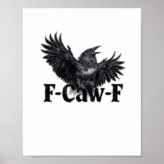 F-Caw-F Angry Raven Art Print Gothic Crow Illustra (Voorkant)