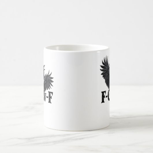 F-Caw-F Angry Raven Art Print Gothic Crow Illustra Koffiemok (Center)