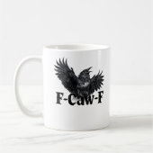 F-Caw-F Angry Raven Art Print Gothic Crow Illustra Koffiemok (Links)
