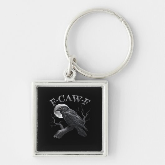 F-Caw-F Bird Moon Gothic Classic Cool Design Sleutelhanger (Voorkant)