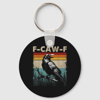 F-caw-f Black Crow Black Bird Retro Sunset  Sleutelhanger