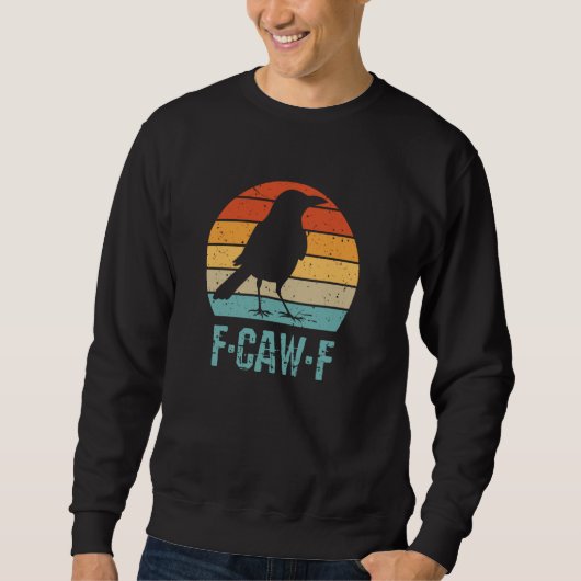F-CAW-F Black Crow Black Bird Retro Sunset Trui (Voorkant)