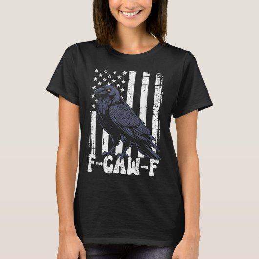 F Caw F Black Crow Black Bird Retro Usa Flag Vinta T-shirt (Voorkant)