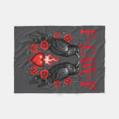 F-caw-f Black Crow Black Bird Roses Heart Funny Va Fleece Deken (Voorkant (Horizontaal))