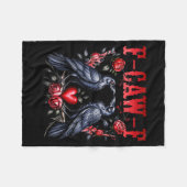 F-caw-f Black Crow Black Bird Roses Heart Funny Va Fleece Deken (Voorkant (Horizontaal))