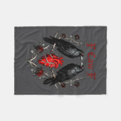 F-caw-f Black Crow Black Bird Roses Heart Funny Va Fleece Deken (Voorkant (Horizontaal))