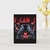 F-caw-f Black Crow Black Bird Roses Heart Funny Va Kaart (Gele Bloem)