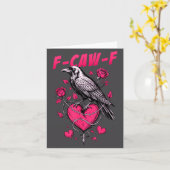 F-caw-f Black Crow Black Bird Roses Heart Funny Va Kaart (Gele Bloem)
