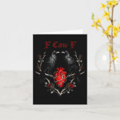 F-caw-f Black Crow Black Bird Roses Heart Funny Va Kaart (Gele Bloem)
