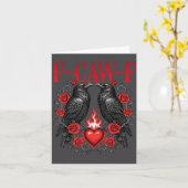 F-caw-f Black Crow Black Bird Roses Heart Funny Va Kaart (Gele Bloem)