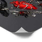 F-caw-f Black Crow Black Bird Roses Heart Funny Va Poster (Hoek)